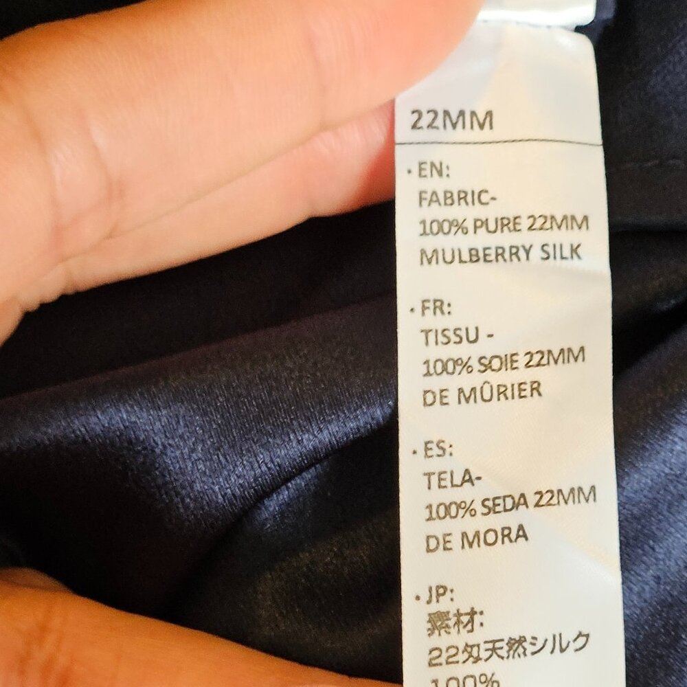 LilySilk Mulberry Silk Navy jogger pants - Picture 8 of 8